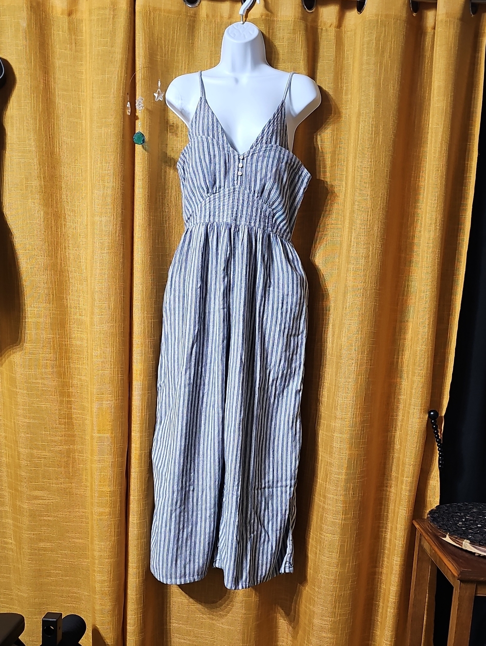 Striped Spaghetti-Strap Jumper - Blue/White
